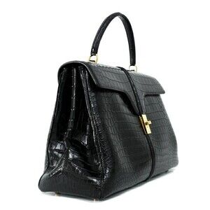 Celine handbag leather shoulder matte crocodile black bag
